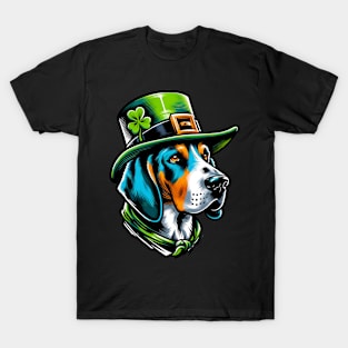 Bluetick Coonhound Celebrates Saint Patrick's Day Festively T-Shirt